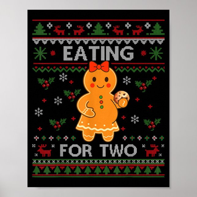 Eating For Two Pregnancy Announcement Ugly Sweater Poster (Front)