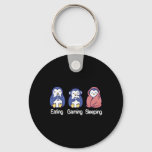Eating Gaming Sleeping Penguin  Keychain