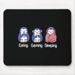 Eating Gaming Sleeping Penguin  Mouse Pad