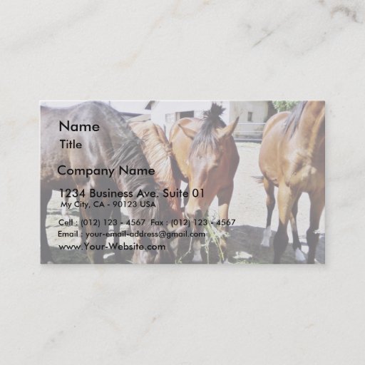 Customizable Eating Horses Business Card