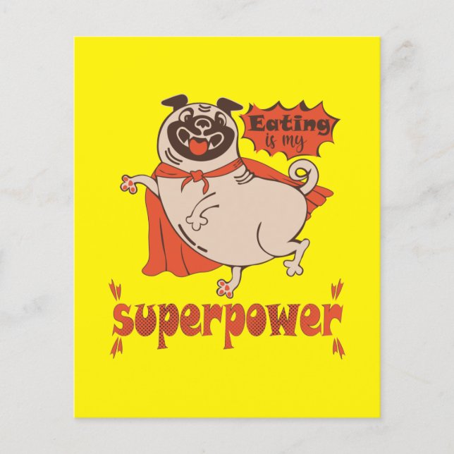 Eating is my superpower red cloak pug comic style  (Front)
