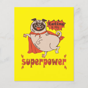 Eating is my superpower red cloak pug comic style 