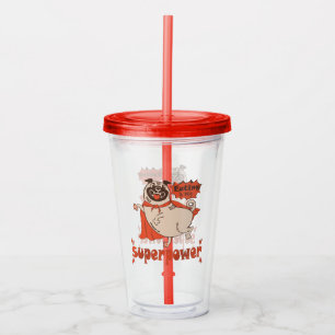 Eating is my superpower red cloak pug comic style  acrylic tumbler