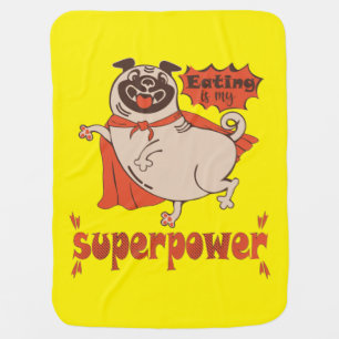 Eating is my superpower red cloak pug comic style  baby blanket