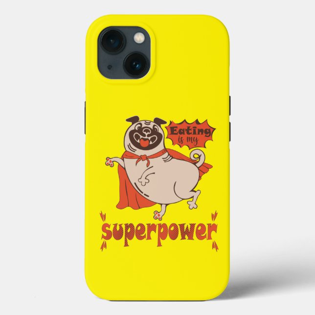 Eating is my superpower red cloak pug comic style Case-Mate iPhone case (Back)