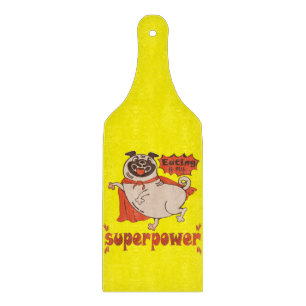 Eating is my superpower red cloak pug comic style  cutting board