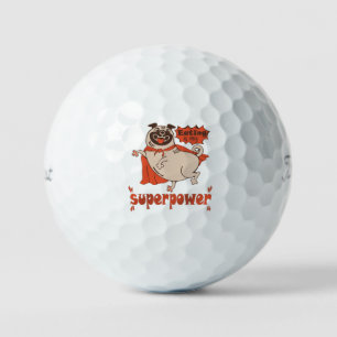 Eating is my superpower red cloak pug comic style  golf balls