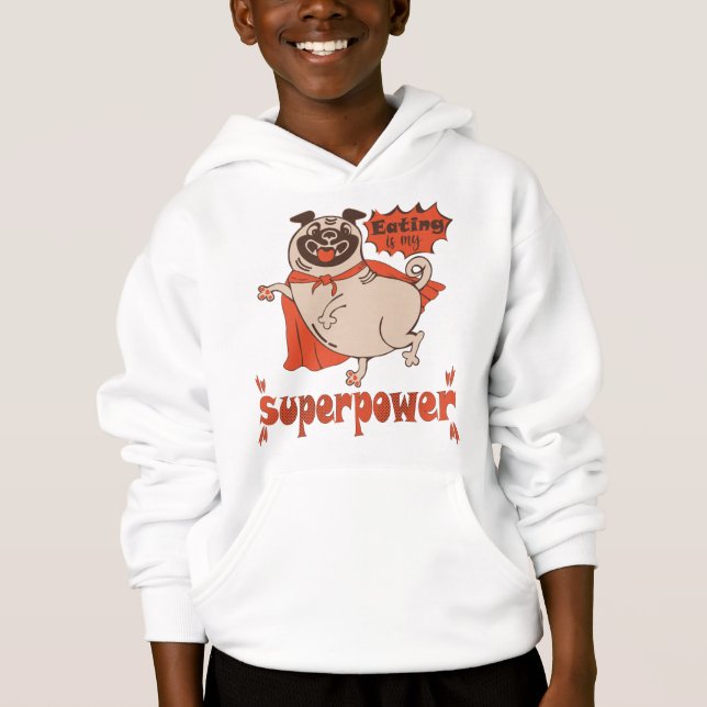 Eating is my superpower red cloak pug comic style  hoodie (Front)
