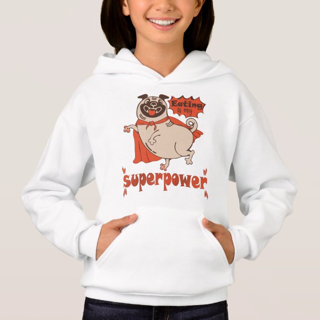 Eating is my superpower red cloak pug comic style  hoodie (Front)