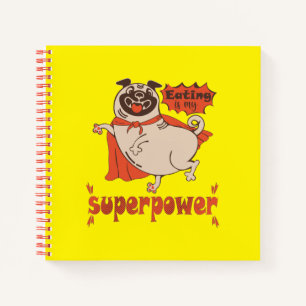 Eating is my superpower red cloak pug comic style  notebook
