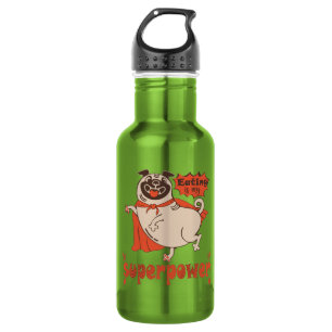 Eating is my superpower red cloak pug comic style  stainless steel water bottle