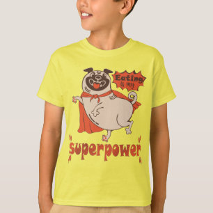 Eating is my superpower red cloak pug comic style  T-Shirt