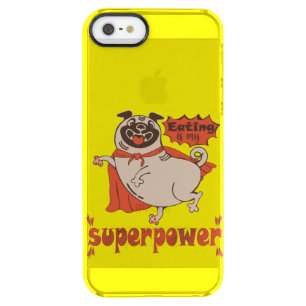 Eating is my superpower red cloak pug comic style clear iPhone SE/5/5s case