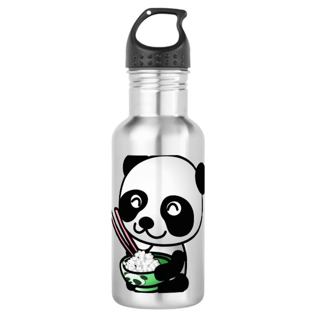 Eating Panda Stainless Steel Water Bottle (Front)