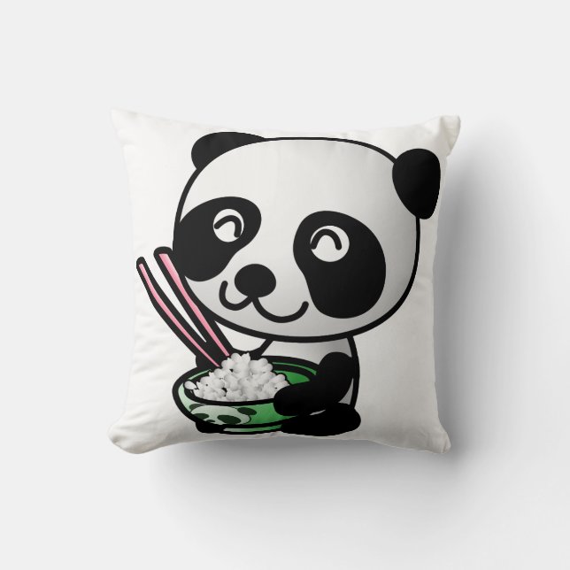 Eating Panda Throw Pillow (Front)