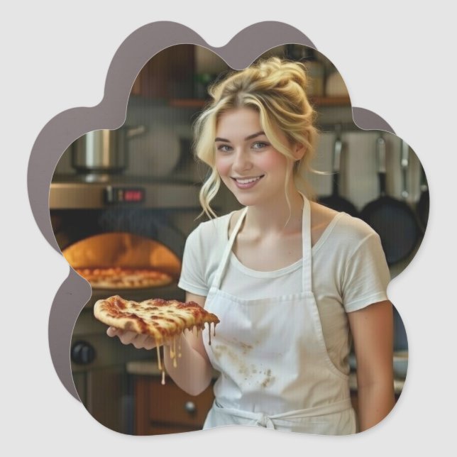 Eating Pizza Photo Personalize Customize Car Magnet (Front)