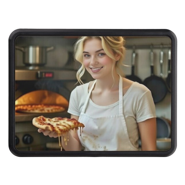 Eating Pizza Photo Personalize Customize Hitch Cover (Front)