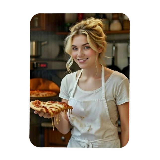 Eating Pizza Photo Personalize Customize Magnet (Vertical)