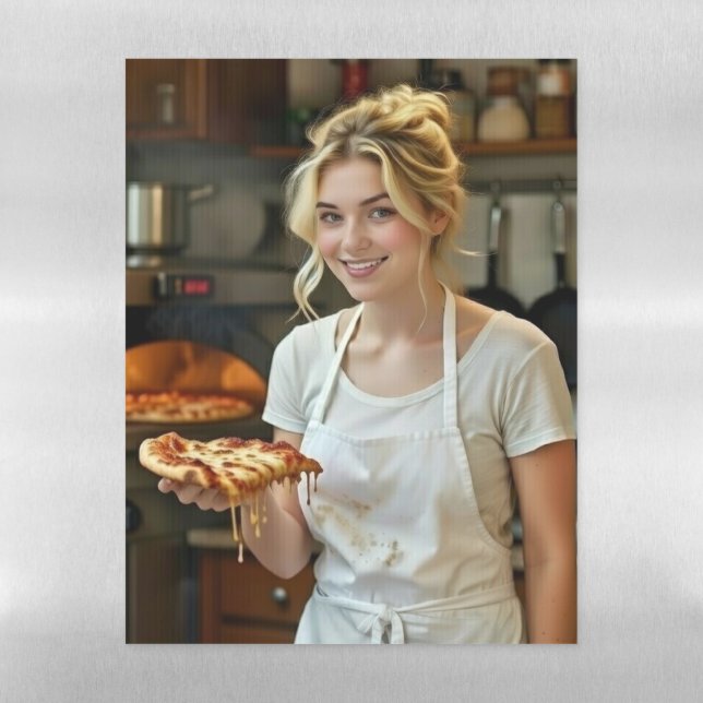 Eating Pizza Photo Personalize Customize Magnetic Dry Erase Sheet (Vertical)