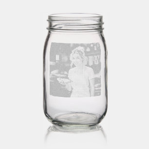 Eating Pizza Photo Personalize Customize Mason Jar