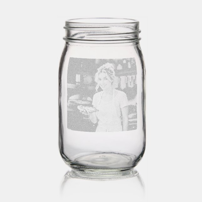 Eating Pizza Photo Personalize Customize Mason Jar (Glassware)