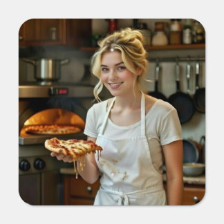 Eating Pizza Photo Personalize Customize Metal Sign