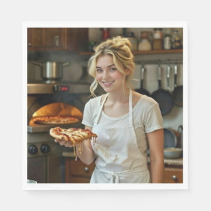 Eating Pizza Photo Personalize Customize Napkins