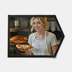 Eating Pizza Photo Personalize Customize Pennant