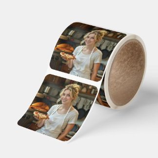 Eating Pizza Photo Personalize Customize Square Sticker