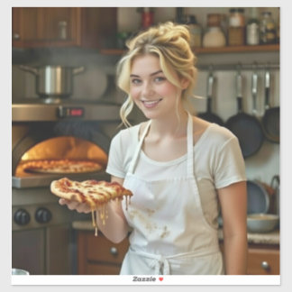 Eating Pizza Photo Personalize Customize Sticker