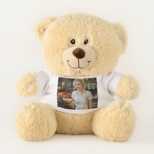 Eating Pizza Photo Personalize Customize Teddy Bear
