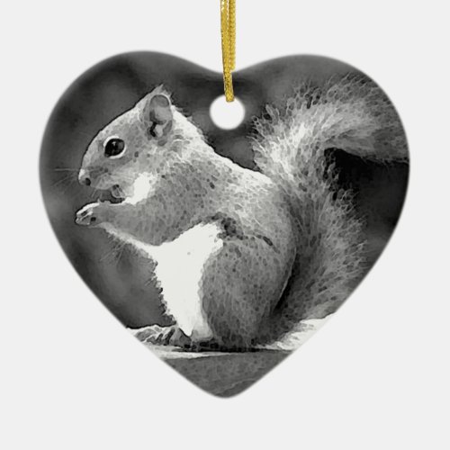 Eating Squirrel Ceramic Ornament