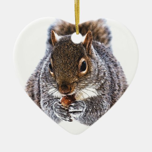 Eating Squirrel Ceramic Ornament