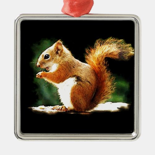 Eating Squirrel Metal Ornament