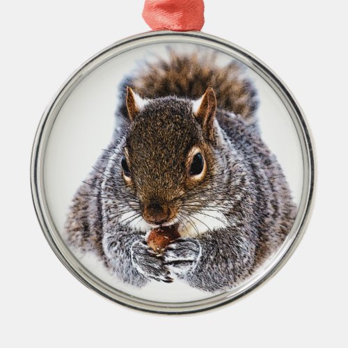 Eating Squirrel Metal Ornament