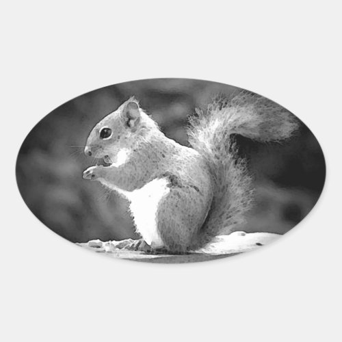 Eating Squirrel Oval Sticker