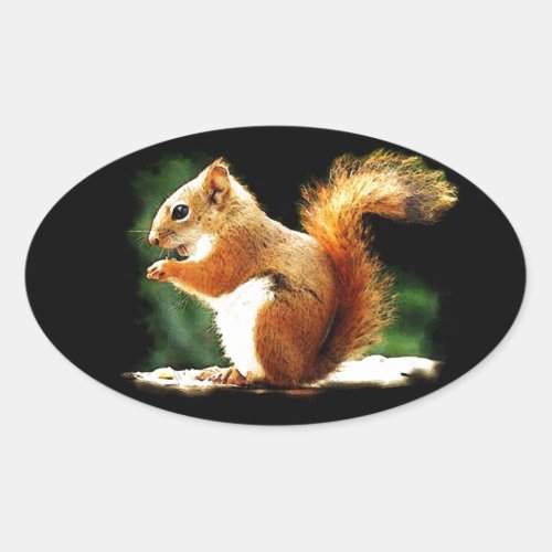 Eating Squirrel Oval Sticker