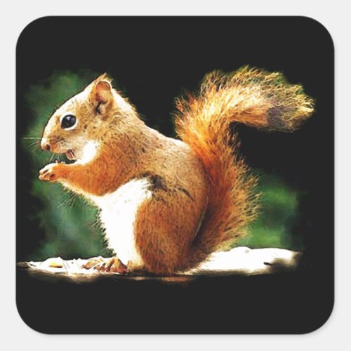 Eating Squirrel Square Sticker