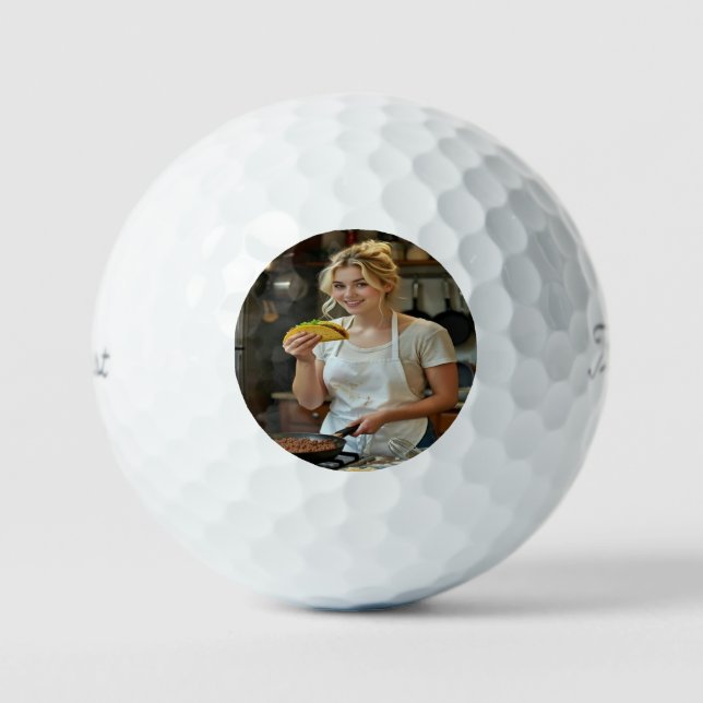 Eating Tacos Photo Personalize Customize Golf Balls (Front)