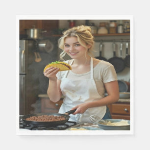 Eating Tacos Photo Personalize Customize Napkins