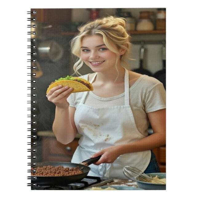 Eating Tacos Photo Personalize Customize Notebook (Front)