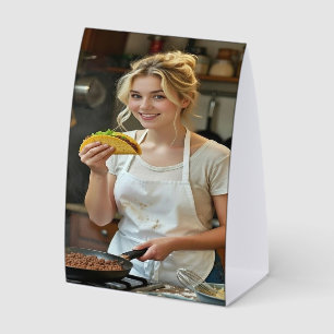 Eating Tacos Photo Personalize Customize Paper Table Tent