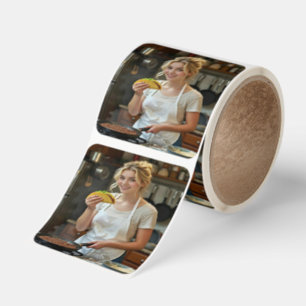 Eating Tacos Photo Personalize Customize Square Sticker