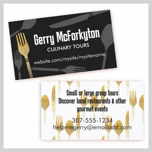 Customizable Eating dining utensils catering chef business c... business card