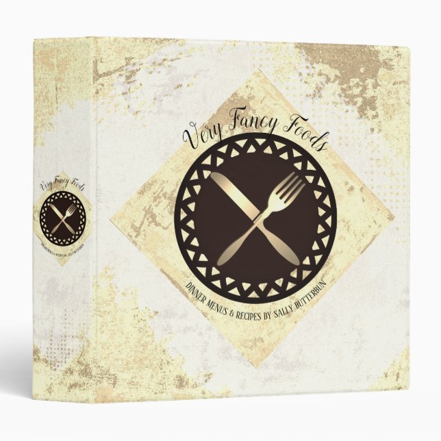 Eating utensils emblem vintage recipe binder (Front/Spine)