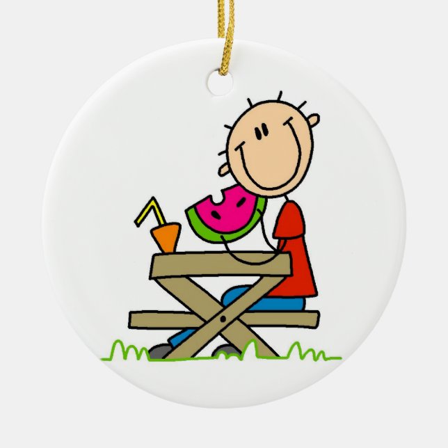 Eating Watermelon Ceramic Ornament (Front)