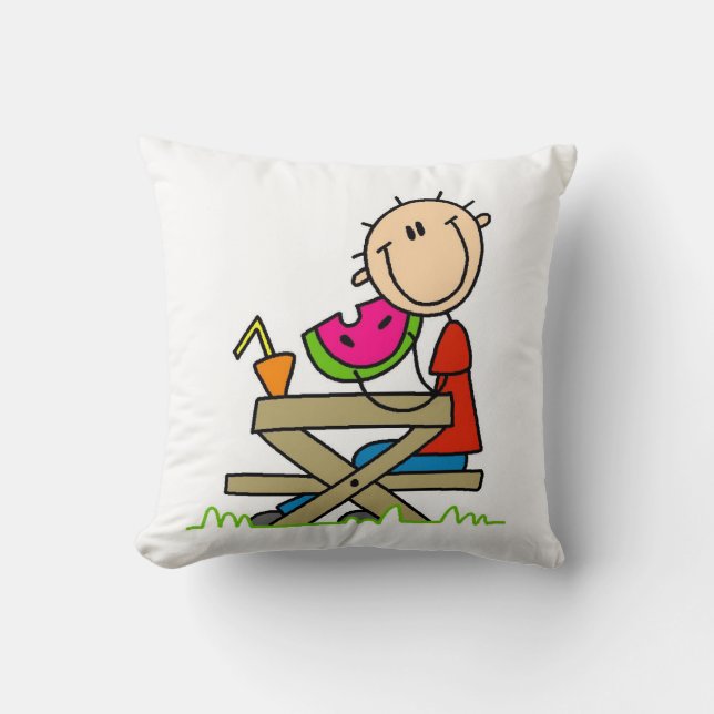 Eating Watermelon Throw Pillow (Front)