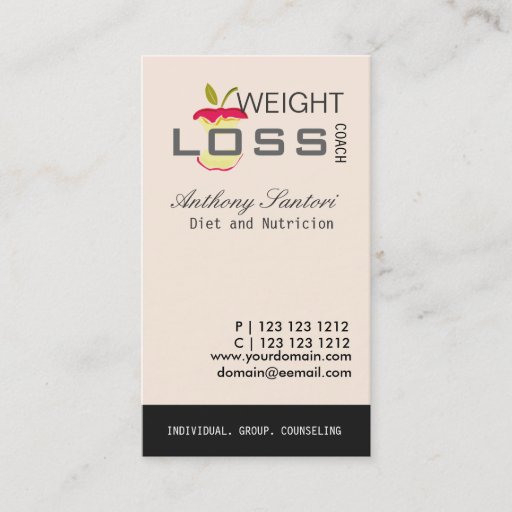 Customizable Dieting and Loosing Weight  Coach Business Card Templates