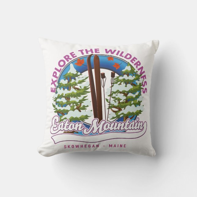 Eaton Mountain Skowhegan, Maine logo Throw Pillow (Front)
