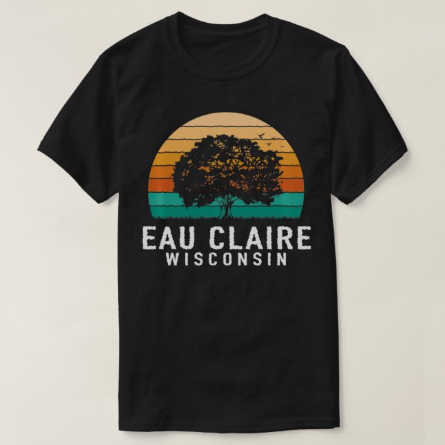 Eau Claire Vintage Sunset Wisconsin Souvenir  T-Shirt (Design Front)
